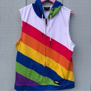 Large PRIDE Colorful Sleeveless Vest Tank Hoodie with Rainbow Stripes